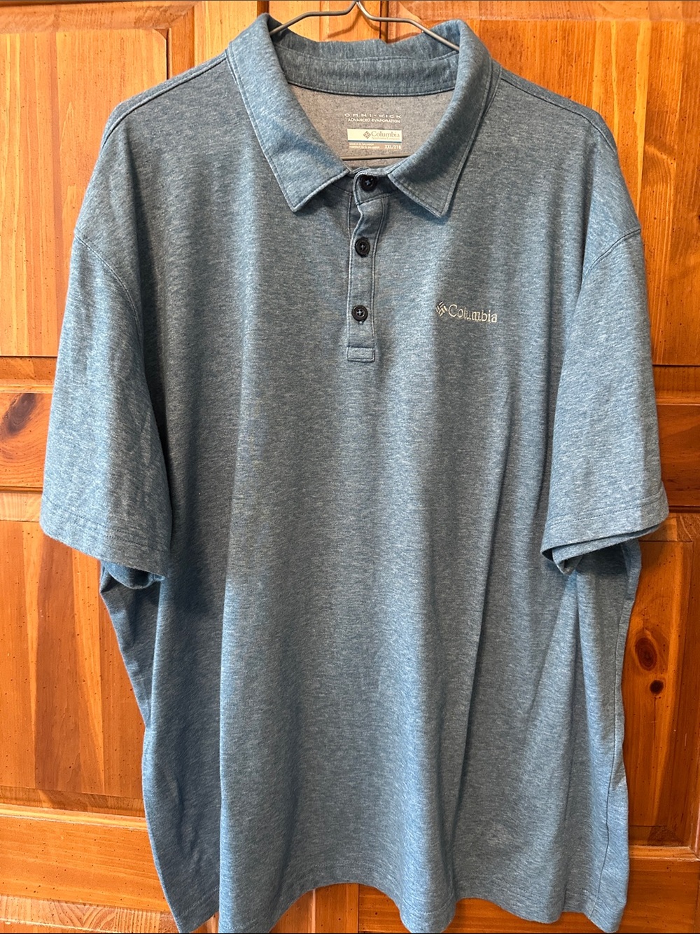 Columbia Heather Slate Blue Short Sleeve Polo XXL